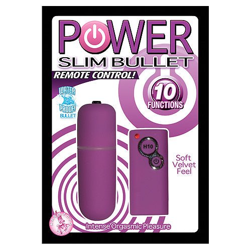 10 Function Remote Control Power Slim Bullet - Allure Adornments