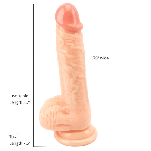 Loving Joy Realistic Dildo with Balls and Suction Cup 7.5 Inch - Allure Adornments