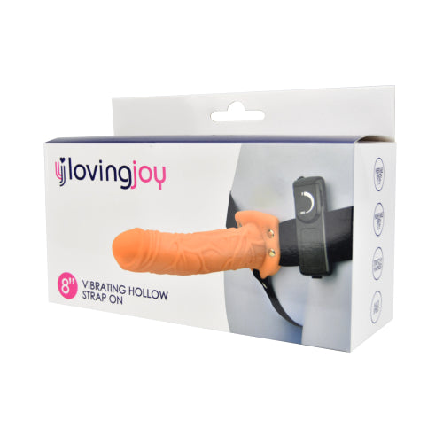 Loving Joy 8 Inch Vibrating Hollow Strap On Vanilla - Allure Adornments