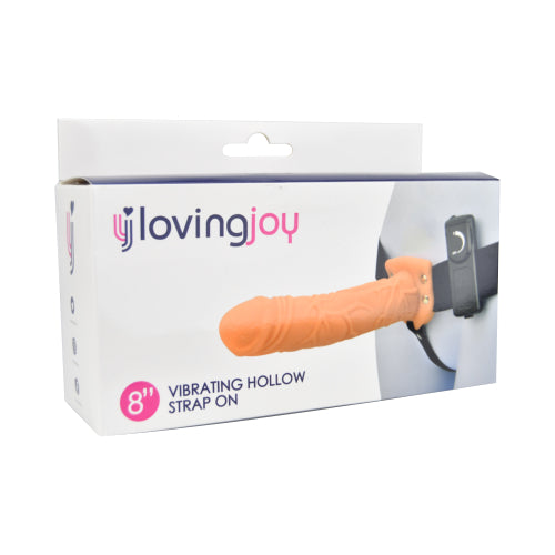 Loving Joy 8 Inch Vibrating Hollow Strap On Vanilla - Allure Adornments