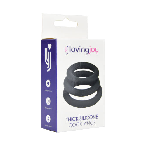 Loving Joy Thick Silicone Cock Rings 3 Pack Grey - Allure Adornments