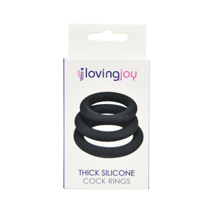 Loving Joy Thick Silicone Cock Rings 3 Pack Grey - Allure Adornments