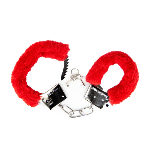 Loving Joy Furry Handcuffs Red - Allure Adornments