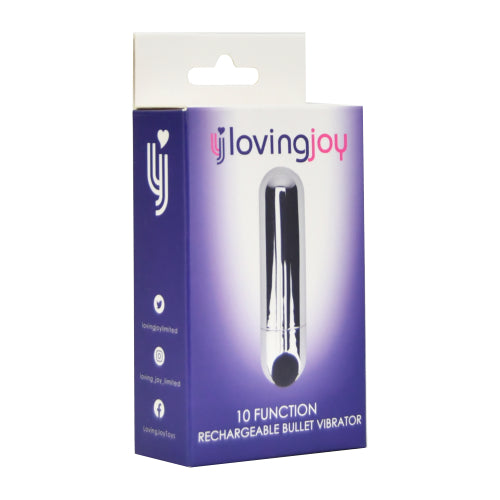 Loving Joy 10 Function Rechargeable Bullet Vibrator Silver - Allure Adornments