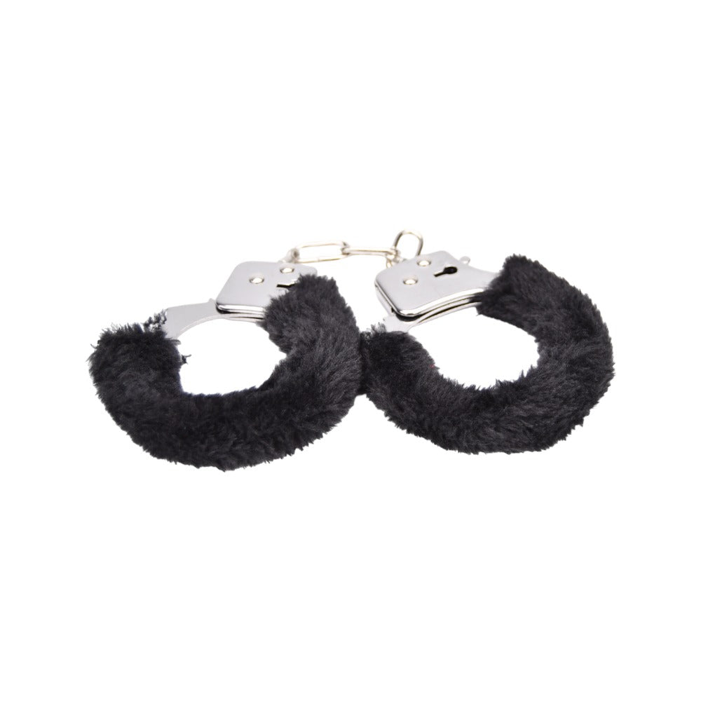 Bound to Play. Heavy Duty Furry Handcuffs Black - Allure Adornments