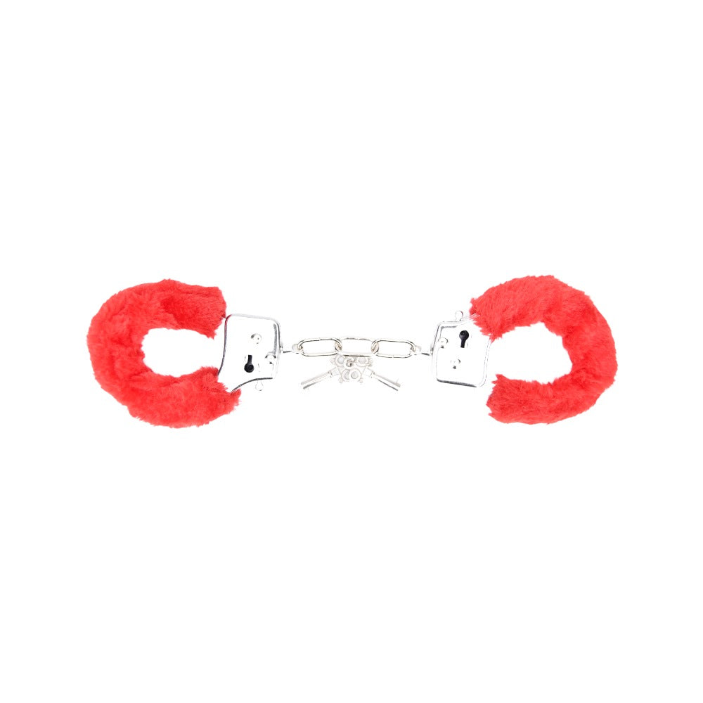 Bound to Play. Heavy Duty Furry Handcuffs Red - Allure Adornments