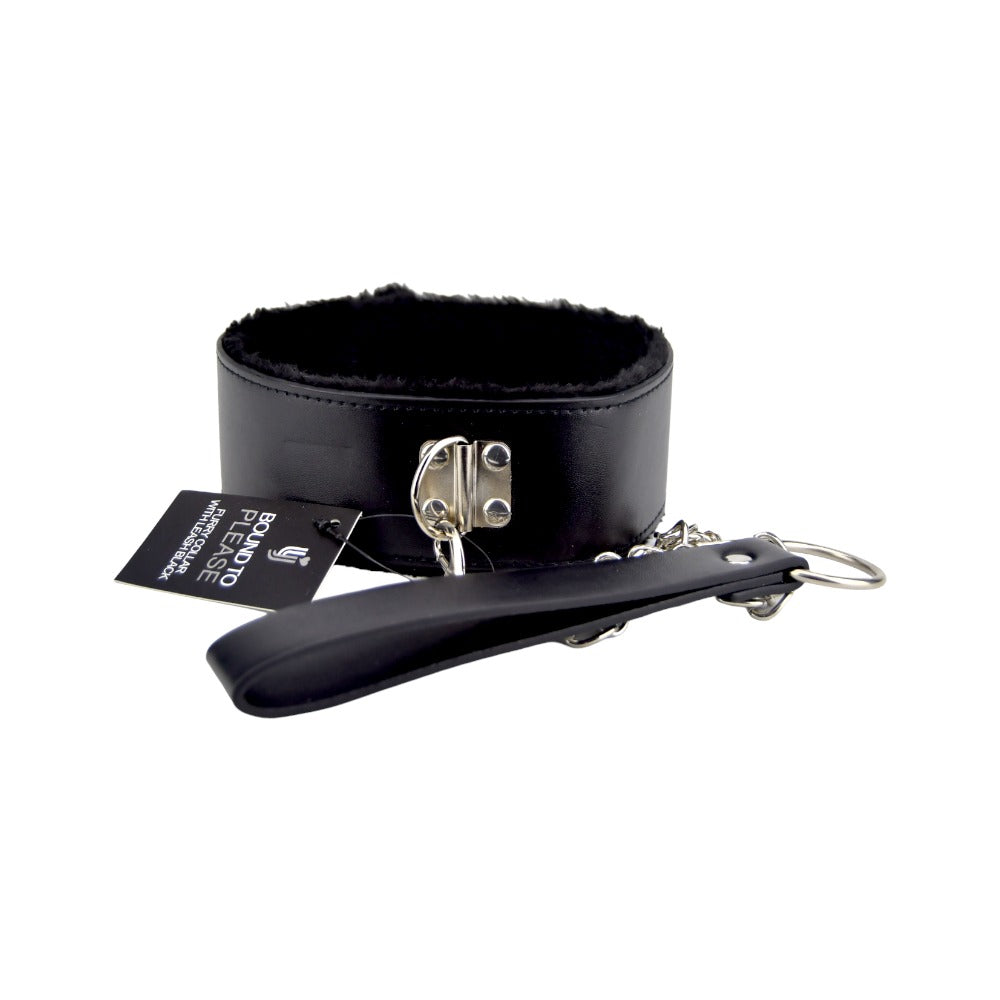 Bound to Please Furry Collar with Leash Black - Allure Adornments