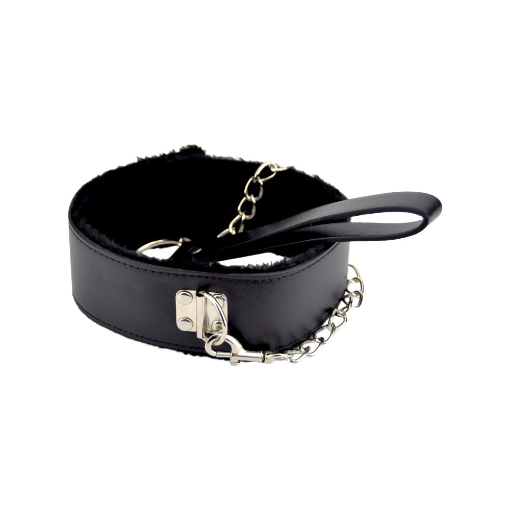 Bound to Please Furry Collar with Leash Black - Allure Adornments