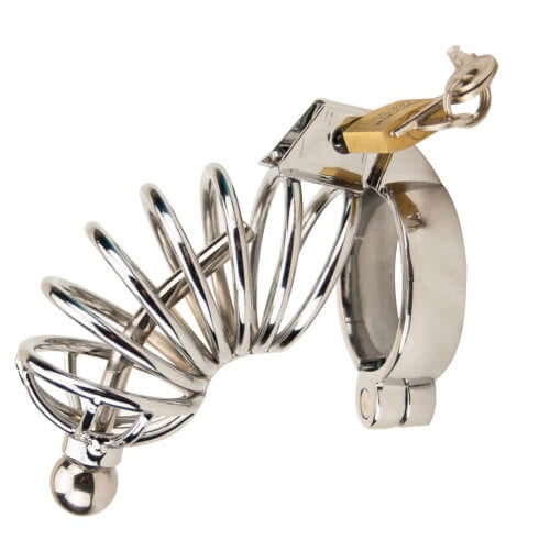 Impound Corkscrew Male Chastity Device with Penis Plug - Allure Adornments