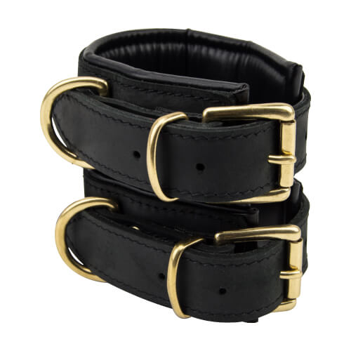 Bound Noir Nubuck Leather Slim Wrist Cuffs - Allure Adornments