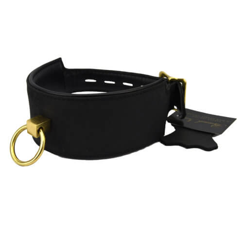 Bound Noir Nubuck Leather Collar with O Ring - Allure Adornments