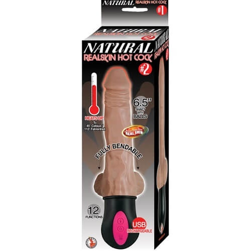 Realistic Warming 6.5 inch Vibrating Dildo with Balls Brown - Allure Adornments