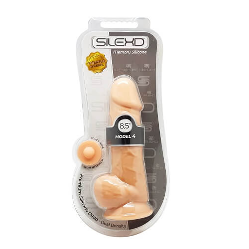 SilexD 8.5 inch Realistic Silicone Dual Density Girthy Dildo with Suction Cup with Balls - Allure Adornments