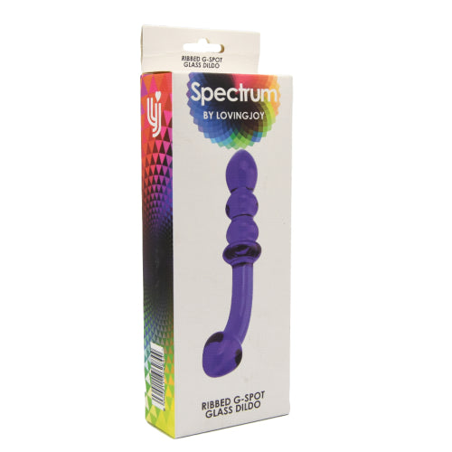 Spectrum Ribbed G-Spot Glass Dildo - Allure Adornments