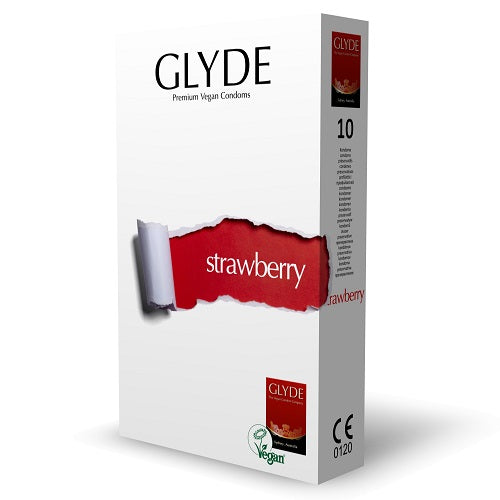 Glyde Ultra Strawberry Flavour Vegan Condoms 10 Pack - Allure Adornments