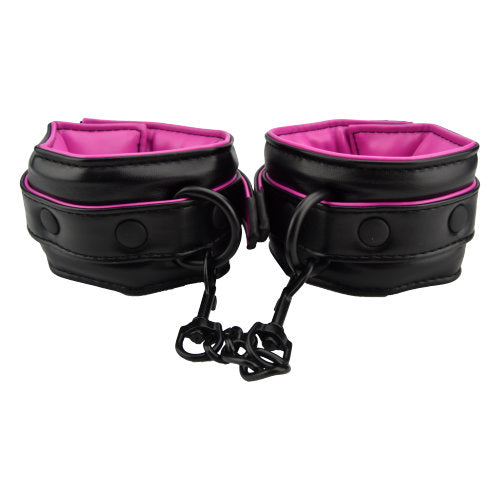 Bound to Please Pink &amp; Black Wrist Cuffs - Allure Adornments