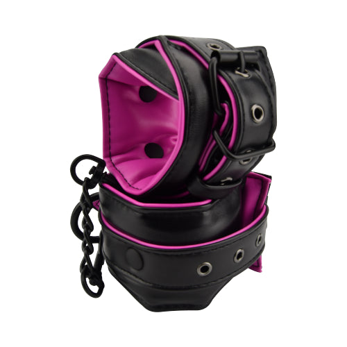 Bound to Please Pink &amp; Black Ankle Cuffs