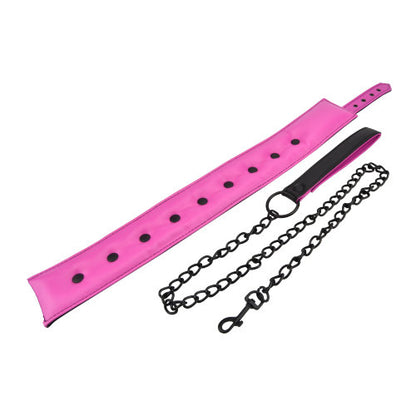 Bound to Please Pink &amp; Black Bondage Collar &amp; Leash - Allure Adornments