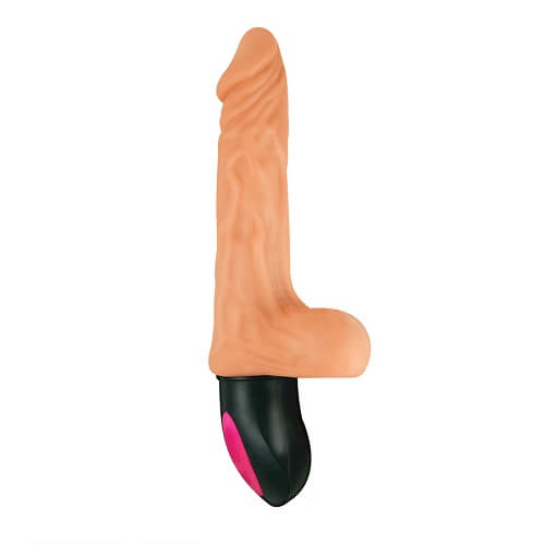 Realistic Warming 6.5 inch Vibrating Dildo with Balls Vanilla - Allure Adornments