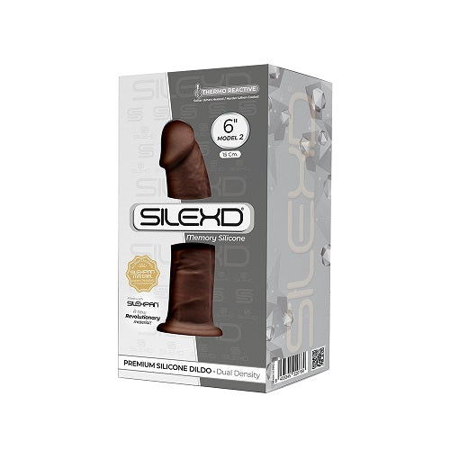 SilexD 6 inch Realistic Silicone Dual Density Dildo with Suction Cup Brown - Allure Adornments